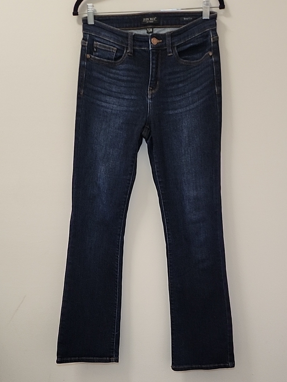 Judy Blue dark wash bootcut jeans subtle whiskering zip fly closure Size 7/28 - Picture 3 of 14